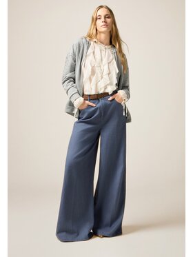 Oltre Oltre Spodnie materiałowe P00JR009179N024 Turkusowy Flared Fit