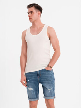 Ombre Ombre Tank top OM-TSBT-0239 Biały Regular Fit