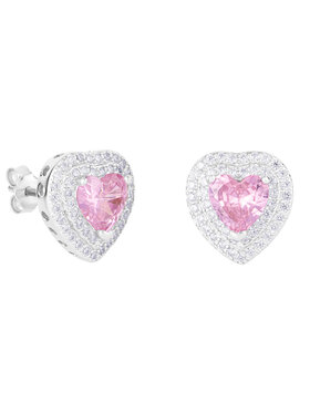 ICED STUFF ICED STUFF Σκουλαρίκια Love Heart Pink Λευκόχρυσο