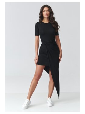 Makadamia Makadamia Sukienka codzienna M923 Czarny Fitted Fit
