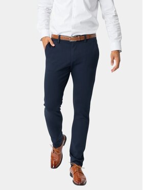 TeeShoppen TeeShoppen Spodnie garniturowe 'Perform Collection' Granatowy Slim Fit
