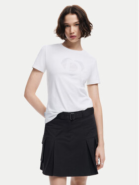 Desigual Desigual Тишърт Daisy 24WWTK01 Бял Slim Fit