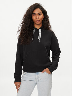 Tommy Jeans Tommy Jeans Majica dugih rukava Logo Drawcord DW0DW17794 Crna Boxy Fit