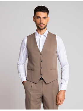 Borgio Borgio Kamizelka garniturowa lido_khaki Khaki Slim Fit