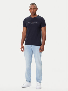 Tommy Hilfiger Tommy Hilfiger Marškinėliai Core Logo Tee MW0MW11465 Tamsiai mėlyna Slim Fit