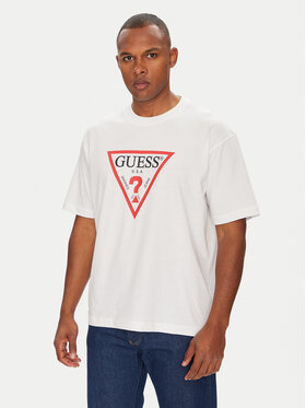 Guess Jeans Guess Jeans Tricou M4YI45 K8FQ4 Alb Oversize