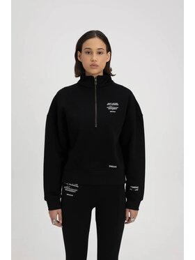 Misaga Misaga Bluza FUNNEL NECK ZIP Czarny Relaxed Fit