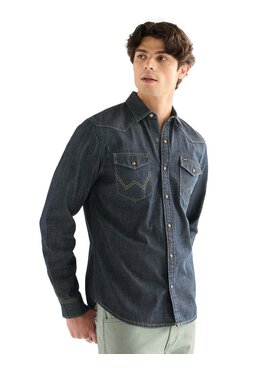 Wrangler Wrangler camicia di jeans 112378473 Blu scuro Regular Fit