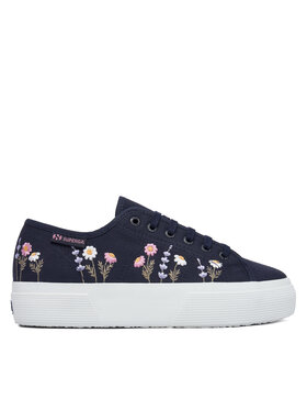 Superga Superga Teniszcipő 3740 Platform Flower Embroidery Leggera S5138TW Sötétkék