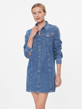 Tommy Jeans Tommy Jeans Džínové šaty Aline Ls Dress Ah5032 Ext DW0DW17542 Modrá Regular Fit