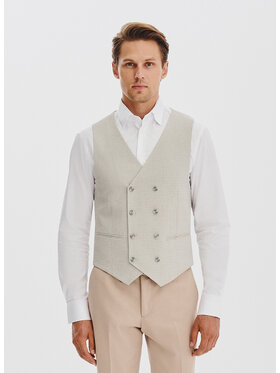 Pako Lorente Pako Lorente Kamizelka garniturowa P25WF-8X-006 Beżowy Slim Fit