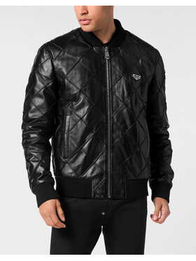 PHILIPP PLEIN PHILIPP PLEIN Kurtka skórzana 9483 Czarny Regular Fit