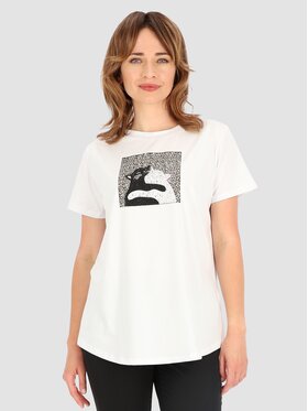 Perso Perso T-Shirt TCE245281F Biały Regular Fit
