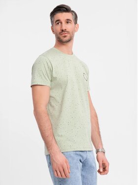 Ombre Ombre T-Shirt OM-TSFP-0186 Zielony Regular Fit