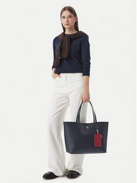 Tommy Hilfiger Tommy Hilfiger Torebka Th Icon Tote Mono AW0AW19004 Granatowy