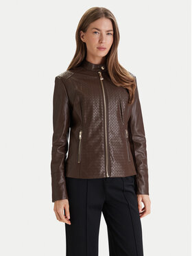 Guess Guess Geacă din imitație de piele W6RL52 WL850 Maro Regular Fit