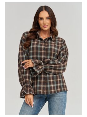 Makadamia Makadamia Koszula C98 Brązowy Loose Fit