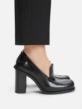 Tommy Hilfiger Tommy Hilfiger Обувки Square Toe Heeled Loafer FW0FW09493 Черен