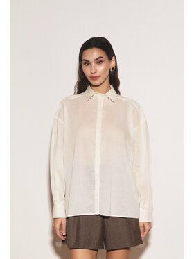 Entelier Entelier Koszula lekko transparentna Biały Modern Relaxed Fit