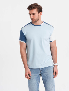 Ombre Ombre T-Shirt OM-TSCT-0176 Błękitny Regular Fit