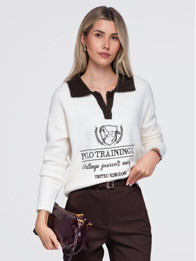 Ombre Ombre Svetr OW-SW-E0015 Béžová Relaxed Fit