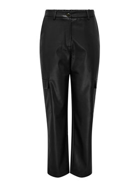ONLY ONLY Dirbtinės odos kelnės 15293029 Juoda Loose Fit