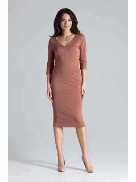 Lenitif Lenitif Sukienka K476 Brązowy Regular Fit