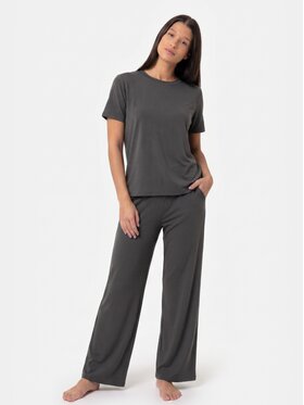 BASICLO BASICLO T-Shirt BSL-004-690 Szary ciemny Oversize