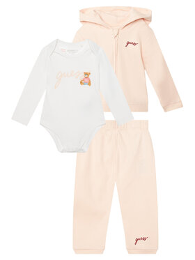 Guess Guess Džempera ar kapuci, bodija un sporta bikšu komplekts H6YG09 K4135 Gaiši rozā Regular Fit