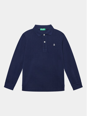 United Colors Of Benetton United Colors Of Benetton Тениска с яка и копчета 3089C300Z Тъмносин Regular Fit