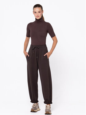 Miss LK Miss LK Spodnie materiałowe MISSLKSM Brązowy Loose Fit