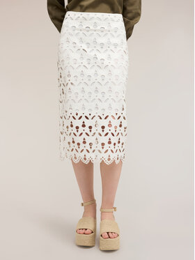 Motivi Motivi Gonna midi 1018Q001182N011 Bianco Slim Fit
