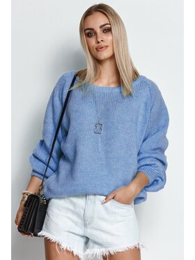 Makadamia Makadamia Sweter S114 Niebieski Loose Fit