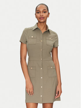 Guess Guess Rochie tip cămașă W5GK70 KCBO2 Kaki Regular Fit