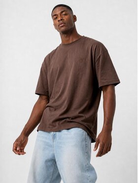 Jigga Wear Jigga Wear T-Shirt Szeroka luźna 131110 Brązowy Oversize