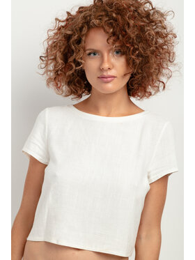 Tessita Tessita T-Shirt TOP T401_1_S Biały Classic Fit