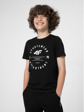 4F 4F Marškinėliai 4FJSS23TTSHM294 Juoda Regular Fit