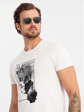 Ombre Ombre T-Shirt OM-TSPT-0200 Biały Regular Fit