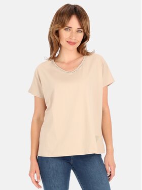 Perso Perso T-Shirt TCE241000F Beżowy Regular Fit