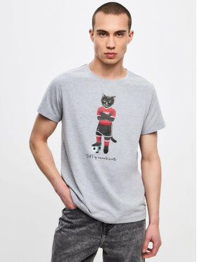 CAT by maniita lacitta CAT by maniita lacitta T-Shirt Printed men's t-shirt with CAT Szary Regular Fit