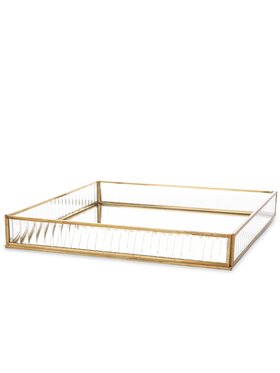 MIAhome MIAhome Taca metalowa złota ryflowane szkło 4,5x30,5x30,5 cm Złoty