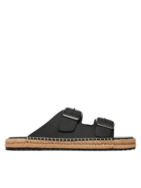 Tommy Hilfiger Tommy Hilfiger Еспадрильї Flex Jutte Hilfiger Lth Sandal FM0FM05646 Чорний