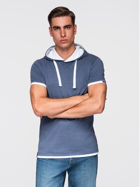 Ombre Ombre T-Shirt OM-TSCT-0256 Niebieski Regular Fit