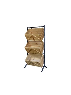 MIAhome MIAhome Skrzynka 3 szt. Stojak metalowy ze skrzyniami na owoce 104 cm Brązowy