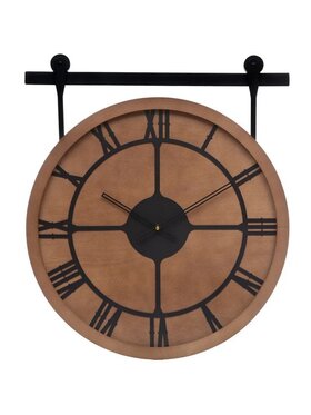 MIAhome MIAhome Zegar wiszący loftowy Lloris 70 cm Brązowy