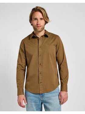 Lee Lee Koszula PATCH SHIRT Brązowy Regular Fit