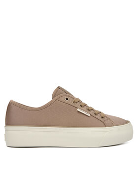 Calvin Klein Calvin Klein Sneakersy Vulc Flatform Lace Up Moire YW0YW02012 Hnědá