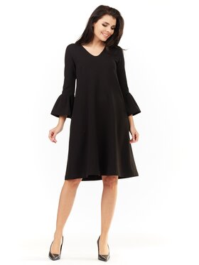 Awama Awama Úpletové šaty A207 Čierna Basic Fit