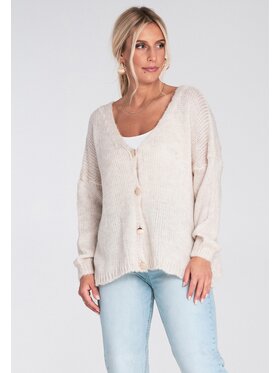 FIGL FIGL Kardigan M1241 Beżowy Regular Fit