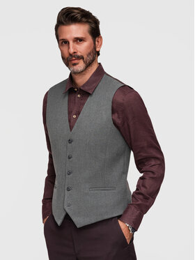 Ombre Ombre Kamizelka V64 Szary Slim Fit